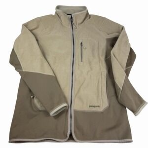 Patagonia Hybrid Fleece Jacket Mens Large Full Zip Beige Tan Mid Layer Outdoors